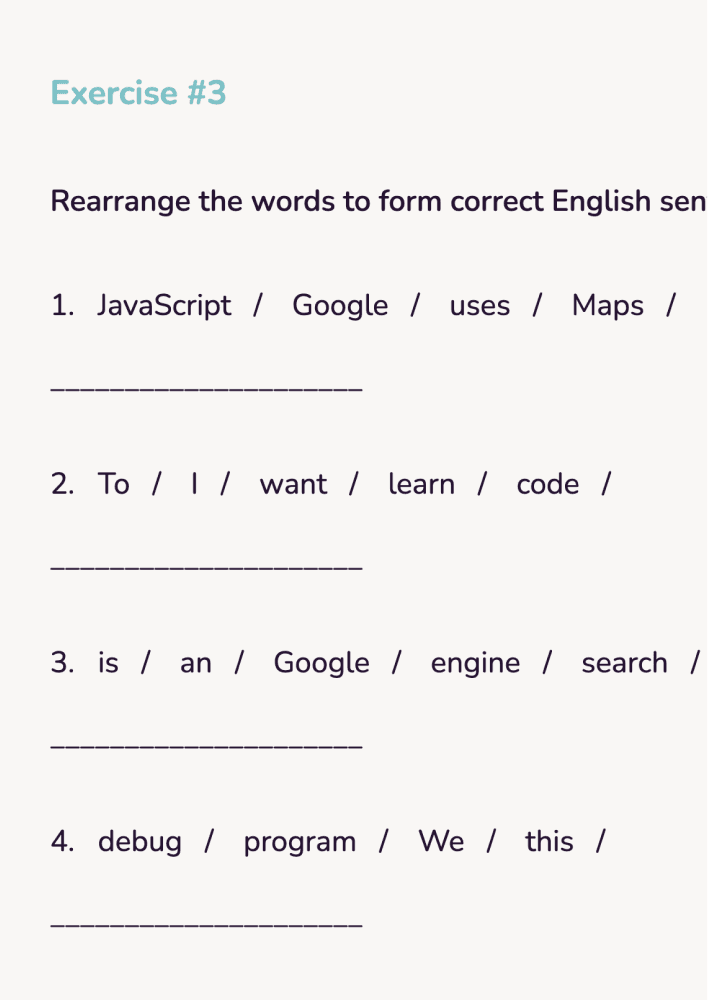 A English vocabulary exercise